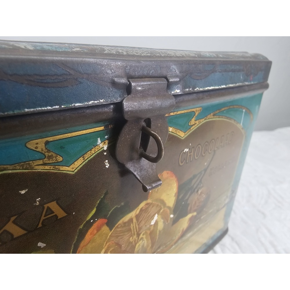Rare Antique Veka  Chocolade‎ und Cacao Store  Cocoa Tin 1900s floral - Picture 10 of 12